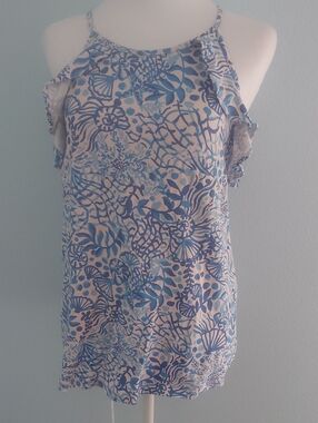 Lilly Pulitzer Blue and White Halter  Top